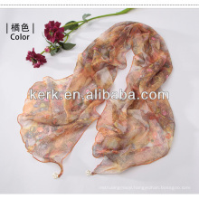 W3018 Ningbo Lingshang 2014 Latest Beautiful Female Flower Pattern 100% Polyester Scarf fashion scarf